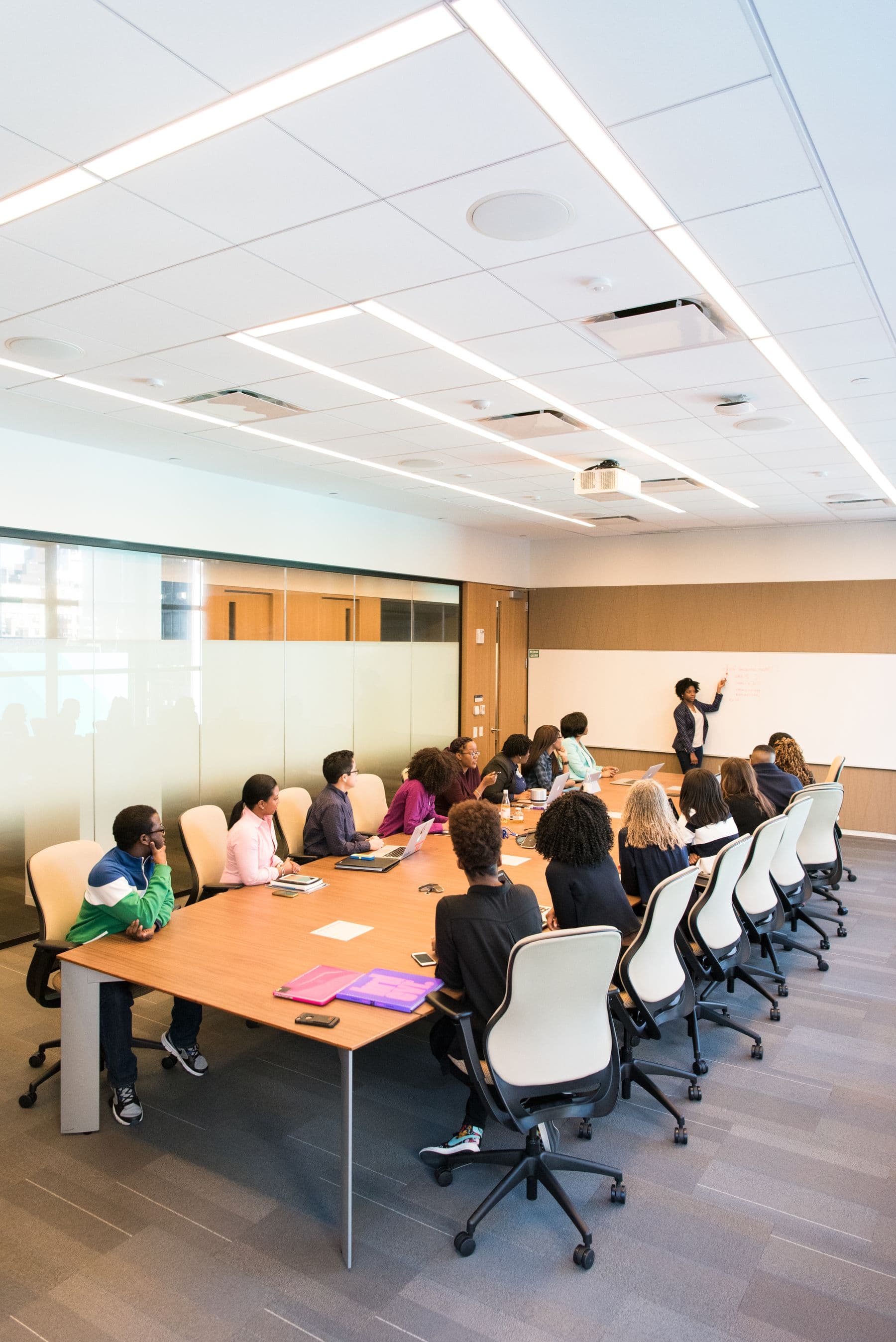 An enterprise team collaborating in a managed boardroom